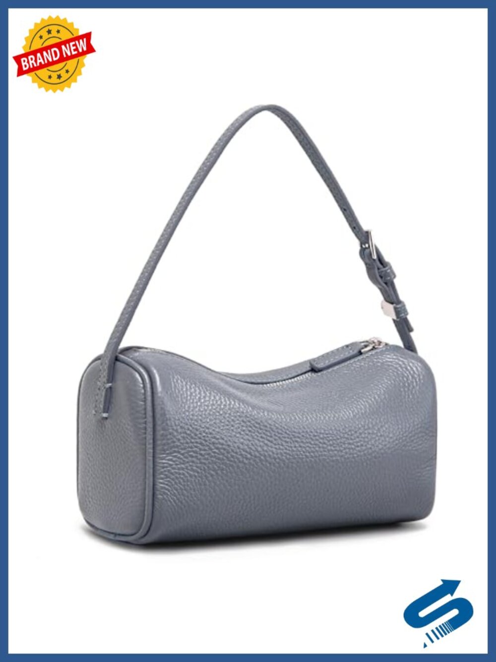 Mini Barrel Crossbody Bag in Genuine Leather - 3-Way Wear Shoulder Purse